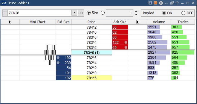 QST Professional Price Ladder Offering Advanced Trading Directly Showing Orders And The Possibility To Edit Quantity, Lifetime And Account At Place Order